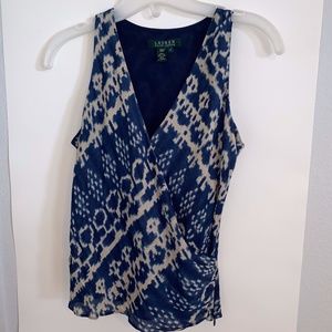 Ralph Lauren plunge blue tank size 2